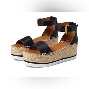 See by Chloe Glyn Espadrille Wedge Platform Size 8